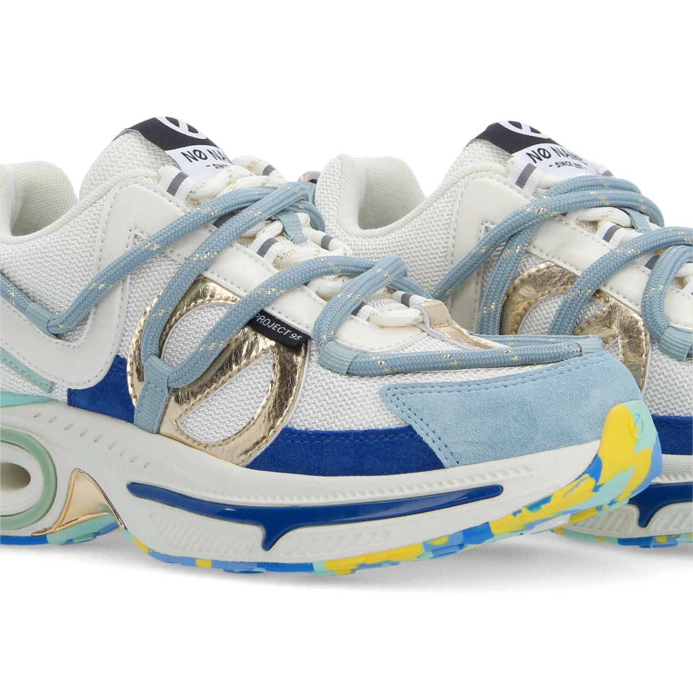 WILLO RUNNER W - MESH/SDE/PERLE - BIANCO SPORCO/BLU SICILIANO